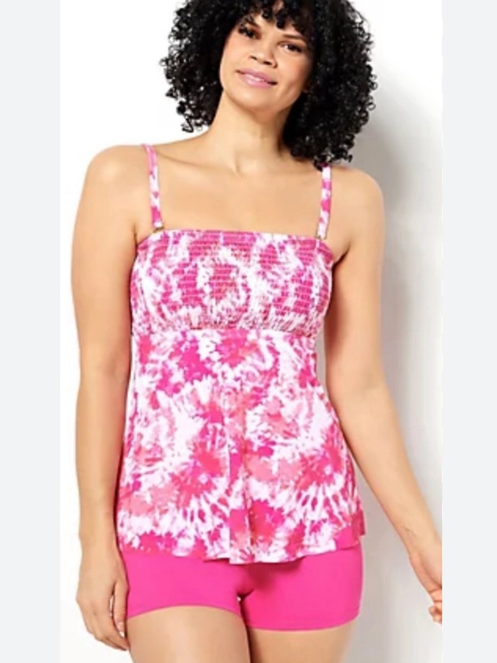 Swimsuits for all Pink Tie Dye Smocked Top & Swim Shorts Size 10 / Medium NEW